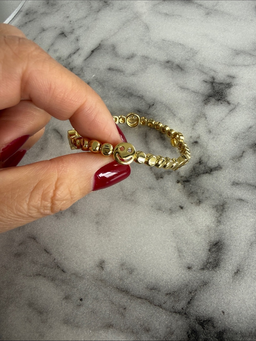Lisa Gozlan Classic Happy Face Gold Bracelet - Women Jewelry